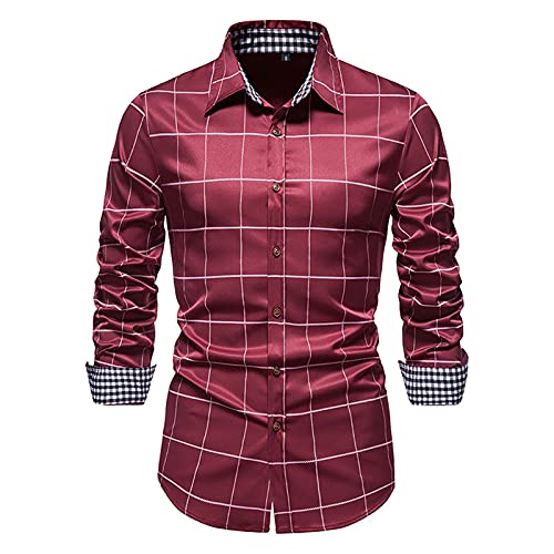 Chejarity Businesshemden Herren Hemd Shirt Langarmhemd Muskellinie-Style Freizeit Hemd Männer Kent-Kragen Business Casual Slim Fit Button Down Hemd von Chejarity