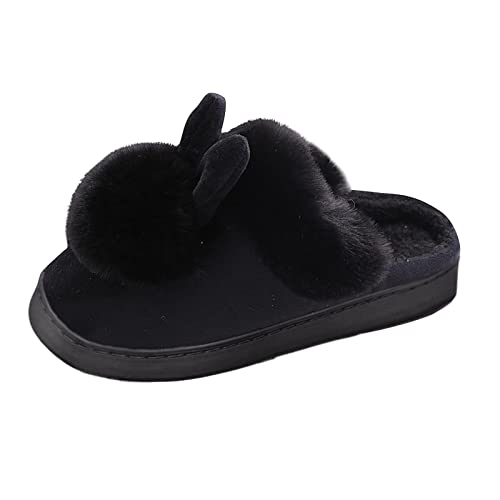 Chejarity Hausschuhe Damen Winter Warm Hasen Plüsch Gefütterte Hausschuhe Weiche Bequeme Flauschig Leichte Slippers Atmungsaktive Rutschfester Schuhe von Chejarity