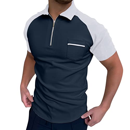 Chejarity Hemd Herren Poloshirt Mode Half-Zip Polohemd Regular Fit Golf T-Shirt Kurzarmshirt Bunte Bedruckte Kurzarm Leicht Atmungsaktivit Sportshirt Sommer Tshirts mit Reißverschluss von Chejarity