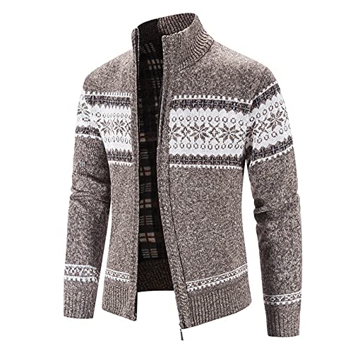 Chejarity Herren Classic Strickjacke Cardigan Feinstrick Winterpullover mit Stehkragen und Reißverschluss Männer Zipper Hoodie-Pullover Übergangsjacke Wintermantel von Chejarity