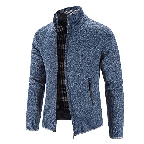 Chejarity Herren Classic Strickjacke Cardigan Feinstrick Winterpullover mit Stehkragen und Reißverschluss Männer Zipper Hoodie-Pullover Übergangsjacke Wintermantel von Chejarity