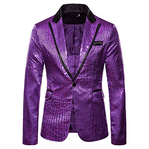 Chejarity Herren Sakko Regular Fit Gold Pailletten Anzug Lässig Leistung Kleidung Blazer Modern & Sportlich I Jackett für Business Hochzeit Freizeit Klassische Anzug-Jacke von Chejarity