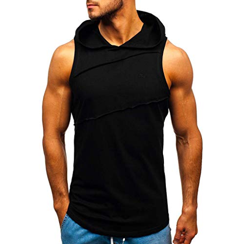 Chejarity Tank Tops Herren Sommer Sportshirt Ärmellos Hoodie Muskelshirt Gym Workout Fitness Slim Fit Achselshirt Männer Bodybuilding T-Shirt Sportweste Unterhemden von Chejarity