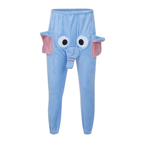 Damen Herren Casual Fuzzy Pyjama Hose Niedlich Cartoon 3D Elefant Tier Muster Lose Fit Weiche Plüsch Lounge Kurze Hose Schlaf Shorts Für Männer Weich Lustig von Chejarity