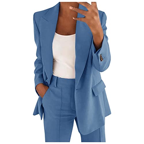 Damen Hosenanzug Elegant Business Anzug Set Hosenanzug Blazer Hose 2-teilig Anzug Karo Kariert Zweiteiler Slim Fit Festlich Sportlich Hosenanzug Streetwear, Khaki, weiß, grau, blau, schwarz S-XXL von Chejarity