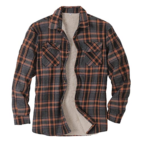 Flanellhemd Herren Thermohemd Kariert Flanellhemden Langarm Casual Button Down Freizeithemd mit Brusttasche Normal Passform Gefüttert Winterjacke Gepolsterter Trachtenhemd Innenfutter Holzfällerhemd von Chejarity