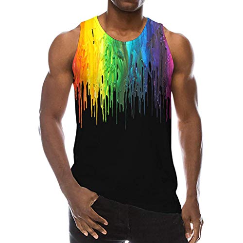 Herre Sommer Tank Tops 3D Grafik Drucken Bunt Tanktop Weste Muskelshirt Ärmellose T-Shirts Lustige Muster Achselshirt für Männer Sportweste von Chejarity