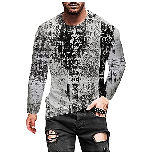 Herren Bunte Langarmshirt Henley T-Shirt Langarm Lässige Männer Rundhals Langarmshirt Langarm Aufdruck Oberteil Longshirt von Chejarity