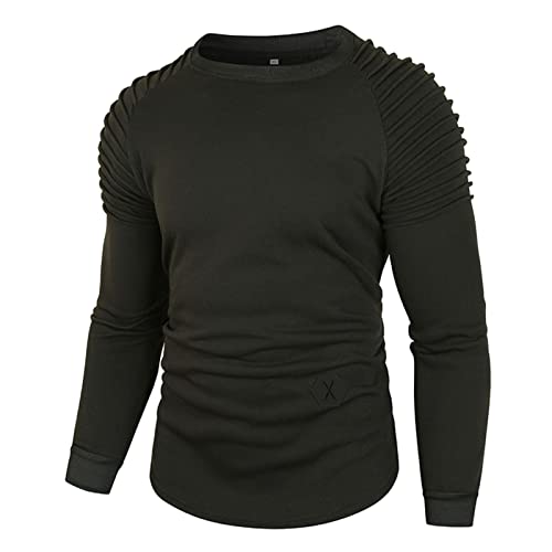 Herren Langarmshirt mit O-Ausschnitt Longsleeve Slim Fitness T-Shirt Crew Neck Langarm Hemden Lässiges Einfarbige Sport Langarm-T-Shirt Oberteile von Chejarity