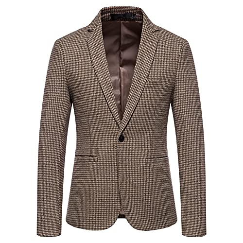 Herren Sakko Modern & Sportlich Regular Fit Single Button Pocket Anzug Jacke Herringbone Jackett Reverskragen 2 Knöpfe Vintage Strick Blazer für Hochzeit Business Freizeit Formelle Anzugjacke von Chejarity