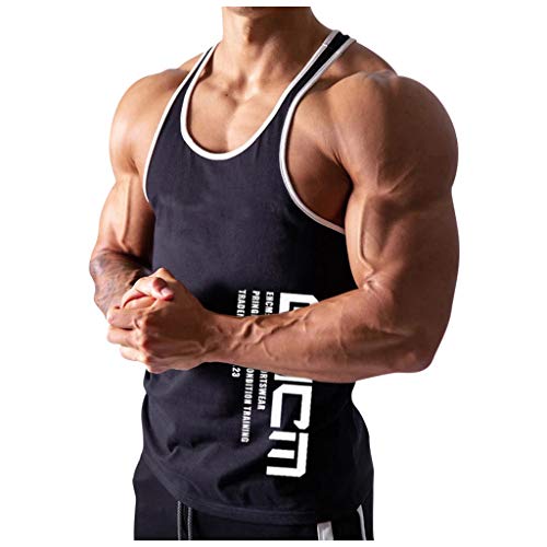 Herren Sport Tank Top Fitness Achselshirts Sport Gym Ärmelloses Stringer Trägershirt Sleevesless Shirt Workout Laufen Joggen Fitness Bodybuilding von Chejarity