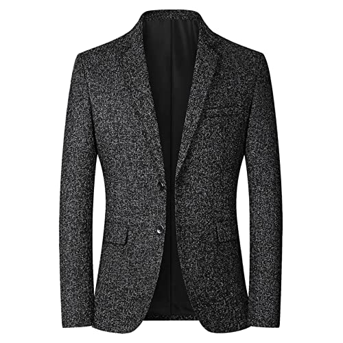 Herren Sportlich Sakko Lässiger Mittellanger Trenchcoat Herbst und Winter Casual Mode Cabanjacken Einreihigen Business Manteljacke Kragen Tasche Wolle Tweed Mantel Kleinen Anzug Jacke Windbreaker von Chejarity