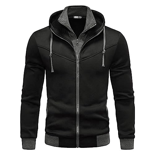 Kapuzenpullover für Herren, Zipper Klassisch Hoodie Kapuzenoberteil Langarm-Oberteil Casual Sweatshirt mit Reißverschluss Slim Fit Kapuzenpulli Fitness Training Gym Sport Plüsch Pullover-Shirt von Chejarity