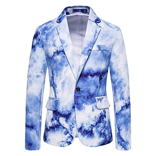 Sakko Herren Sportlich Slim Fit Blazer Winter Casual Ink Splash Print Light Einfarbig EIN-Knopf-Anzug Jacke Elegant Langarm Anzugjacke Jackett Klassische Stretch Oberteile für Hochzeit Business Party von Chejarity