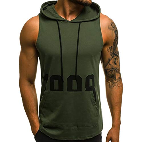 Tank Tops Herren Sommer Sportshirt Ärmellos Hoodie Muskelshirt Gym Workout Fitness Slim Fit Achselshirt Männer Bodybuilding T-Shirt Sportweste Unterhemden von Chejarity