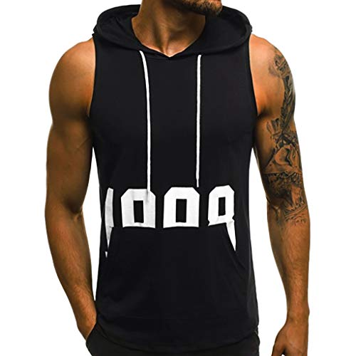 Tank Tops Herren Sommer Sportshirt Ärmellos Hoodie Muskelshirt Gym Workout Fitness Slim Fit Achselshirt Männer Bodybuilding T-Shirt Sportweste Unterhemden von Chejarity