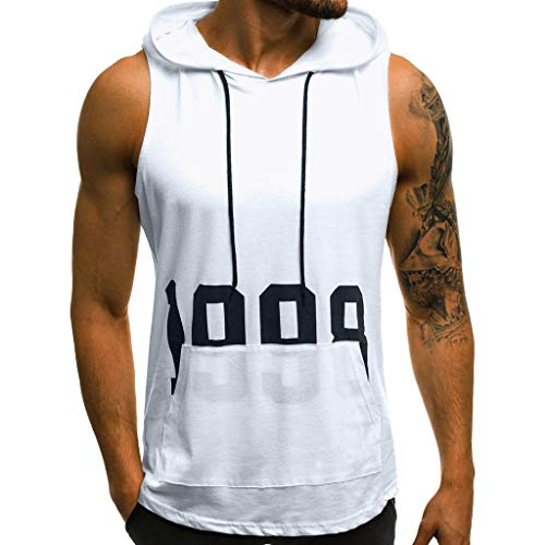 Tank Tops Herren Sommer Sportshirt Ärmellos Hoodie Muskelshirt Gym Workout Fitness Slim Fit Achselshirt Männer Bodybuilding T-Shirt Sportweste Unterhemden von Chejarity