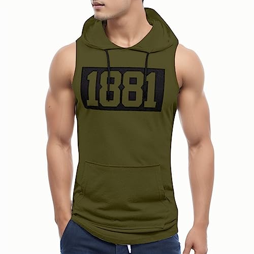 Tank Tops Herren Sommer Sportshirt Ärmellos Hoodie Muskelshirt Gym Workout Fitness Slim Fit Achselshirt Männer Bodybuilding T-Shirt Sportweste Unterhemden von Chejarity