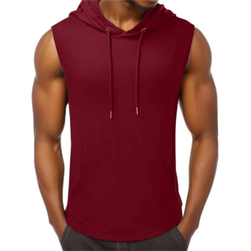 Tank Tops Herren Sommer Sportshirt Ärmellos Hoodie Muskelshirt Gym Workout Fitness Slim Fit Achselshirt Männer Bodybuilding T-Shirt Sportweste Unterhemden von Chejarity