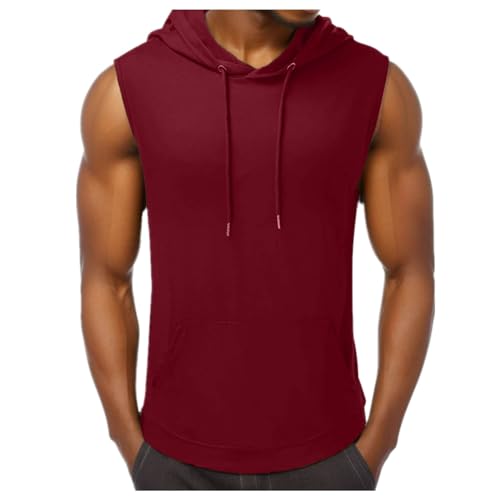 Tank Tops Herren Sommer Sportshirt Ärmellos Hoodie Muskelshirt Gym Workout Fitness Slim Fit Achselshirt Männer Bodybuilding T-Shirt Sportweste Unterhemden von Chejarity