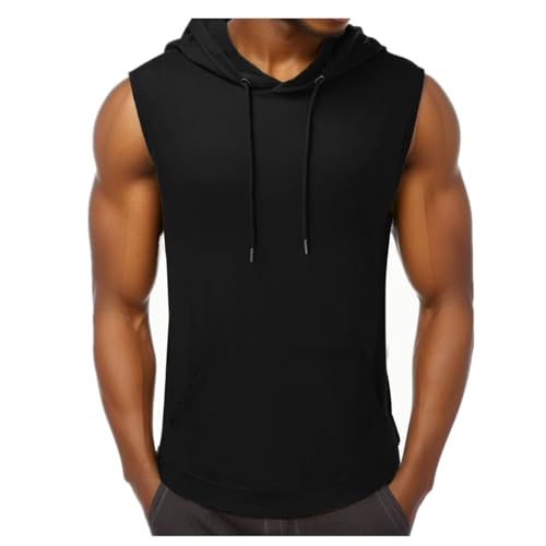 Tank Tops Herren Sommer Sportshirt Ärmellos Hoodie Muskelshirt Gym Workout Fitness Slim Fit Achselshirt Männer Bodybuilding T-Shirt Sportweste Unterhemden von Chejarity