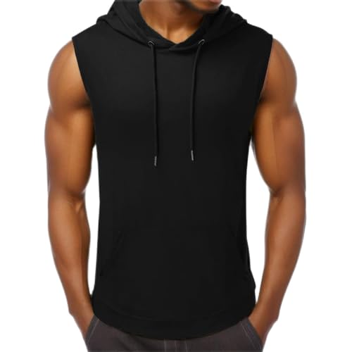 Tank Tops Herren Sommer Sportshirt Ärmellos Hoodie Muskelshirt Gym Workout Fitness Slim Fit Achselshirt Männer Bodybuilding T-Shirt Sportweste Unterhemden von Chejarity