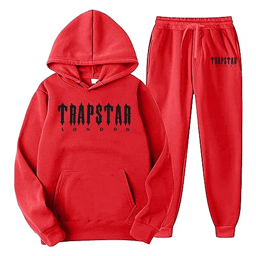 Trapstar Anzug Herren Trapstar Jogginganzug 2-Teilig Herbst Leichte Trapstar Logo Trainingsanzug Buchstaben Gedruckt Pullover Sportanzug Tracksuit Unisex Jogging Anzug Set mit Hoodie und Hose von Chejarity