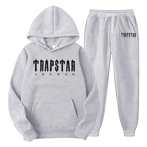 Trapstar Anzug Herren Trapstar Jogginganzug 2-Teilig Herbst Leichte Trapstar Logo Trainingsanzug Buchstaben Gedruckt Pullover Sportanzug Tracksuit Unisex Jogging Anzug Set mit Hoodie und Hose von Chejarity