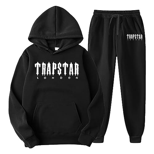 Trapstar Anzug Herren Trapstar Jogginganzug 2-Teilig Herbst Leichte Trapstar Logo Trainingsanzug Buchstaben Gedruckt Pullover Sportanzug Tracksuit Unisex Jogging Anzug Set mit Hoodie und Hose von Chejarity