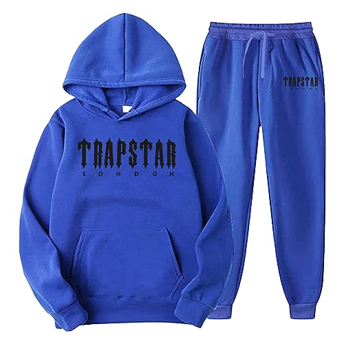 Trapstar Herren und Damen Jogginganzug 2-Teilig Herbst Winter Leichte Trainingsanzug Sportanzug Tracksuit Unisex Jogging Anzug Set mit Hoodie und Hose Buchstaben Gedruckt Pullover Sweatpants Suit von Chejarity