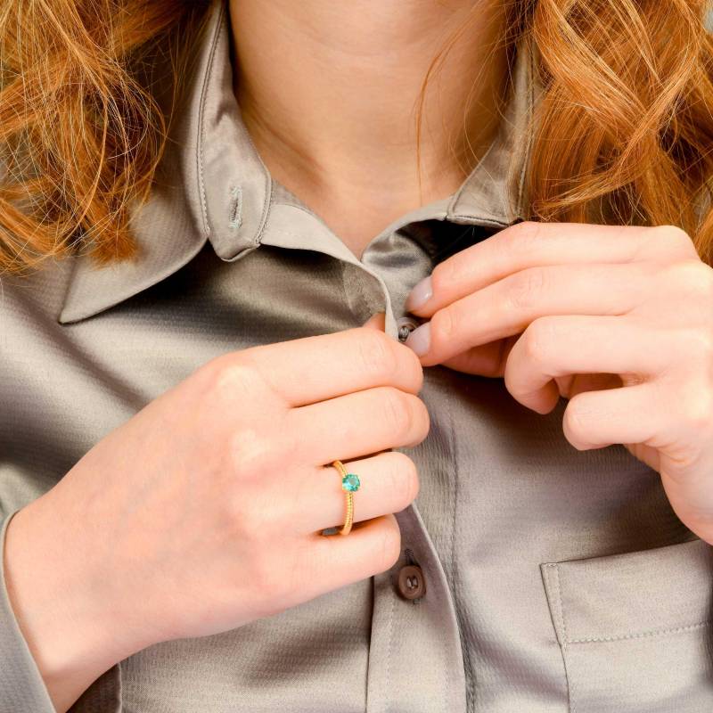 Smaragd Solitär Ring - 14K Solid Gold Twisted Rope Design Mit Natürlichem von ChelebiJewelryStudio