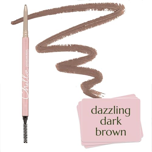 Chella Augenbrauenstift | Vegan, glutenfrei, tierversuchsfrei, parabenfrei, langes Tragen, glatte Konsistenz | Dunkelbraun (Dazzling Dark Brown) von Chella