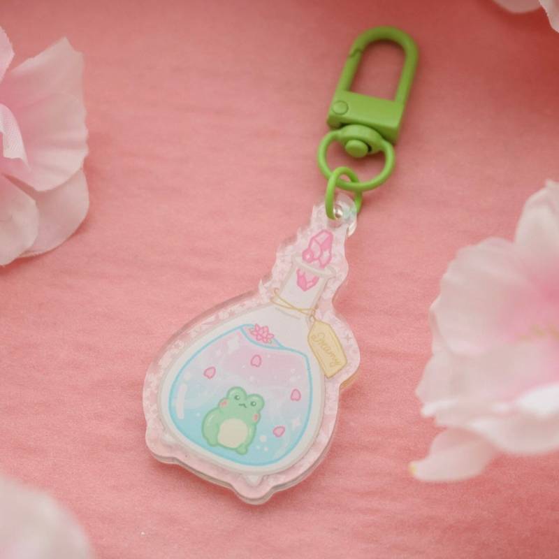 Frog Keychain | Bag Charm Token Potion Holographic Birthday Gifts Kawaii Accessories Dreamy Boho Toad Key Ring von ChellyJellyArt