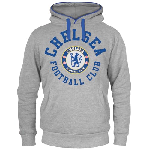 Chelsea FC - Herren Fleece-Hoody mit Grafik-Print - Offizielles Merchandise - Geschenk für Fußballfans - Blau - Grau - L von Chelsea