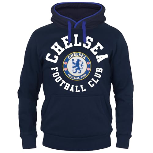 Chelsea FC - Herren Fleece-Hoody mit Grafik-Print - Offizielles Merchandise - Geschenk für Fußballfans - Blau - Marineblau - XXL von Chelsea