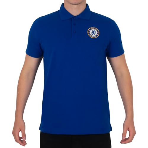 Chelsea FC Herren Polo-Shirt mit originalem Fußball-Wappen - Geschenkartikel - Königsblau - L von Chelsea