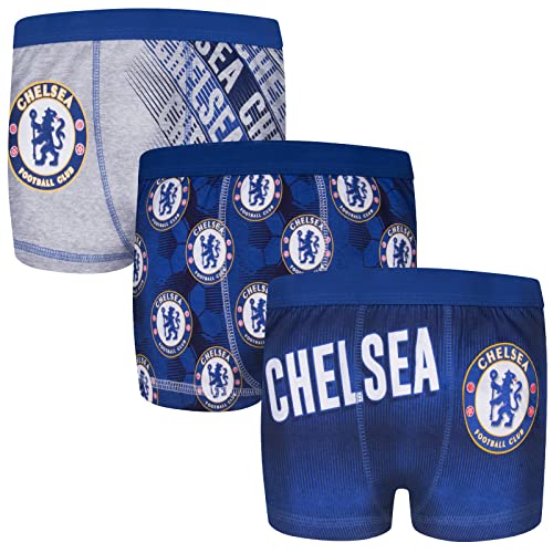 Chelsea FC - Jungen Boxershorts mit Vereinswappen - Offizielles Merchandise - Geschenk für Fußballfans - 3 Paar - Mehrfarbig - 11-12 Jahre von Chelsea