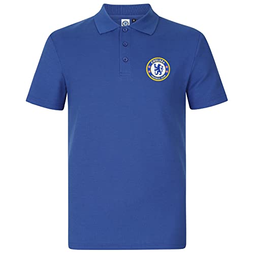 Chelsea FC Herren Polo-Shirt mit originalem Fußball-Wappen - Geschenkartikel - Königsblau - M von Chelsea