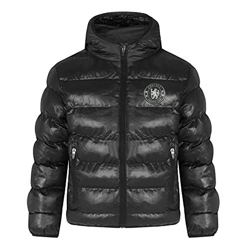 Chelsea FC - Jungen Winter-Steppjacke mit Kapuze - Offizielles Merchandise - Geschenk für Fußballfans - Schwarz - 10-11 Jahre von Chelsea