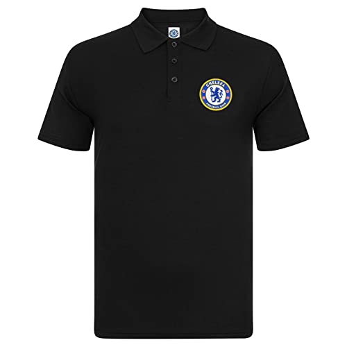 Chelsea FC Herren Polo-Shirt mit originalem Fußball-Wappen - Geschenkartikel - Schwarz - 3XL von Chelsea