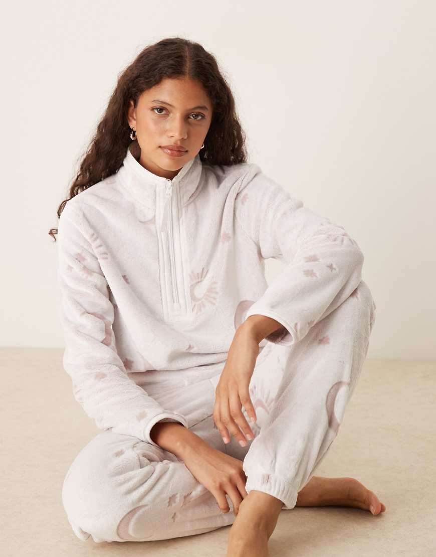 Chelsea Peers - Lounge-Set aus Fleece mit farblich abgestimmtem Sternmuster-Neutral von Chelsea Peers
