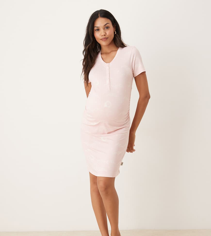 Chelsea Peers Maternity - Umstandsnachthemd aus Polyester in Rosa mit Nachthimmel-Print von Chelsea Peers