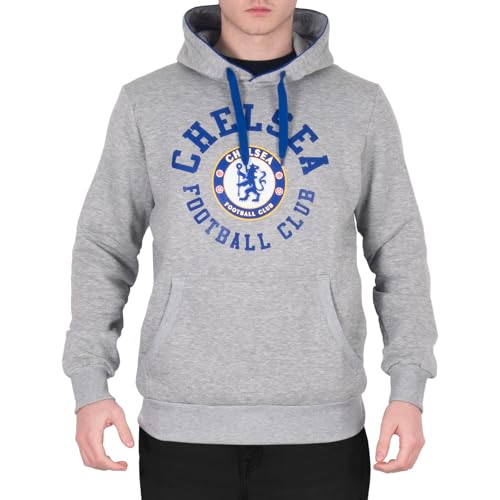 Chelsea FC - Herren Fleece-Hoody mit Grafik-Print - Offizielles Merchandise - Geschenk für Fußballfans - Blau - Grau - XL von Chelsea