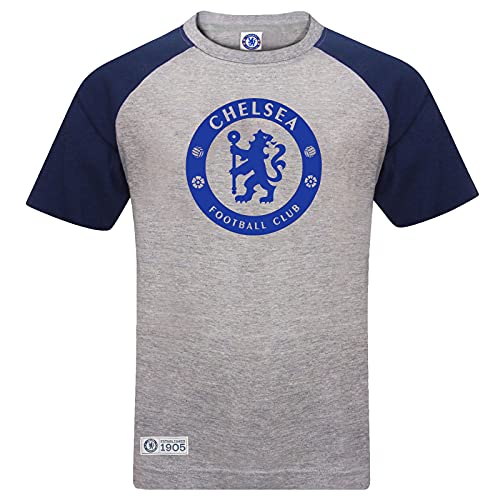 Chelsea FC - Kinder T-Shirt mit Grafik-Print - Offizielles Merchandise - Geschenk für Fußballfans - Grau mit Wappen - 6-7 Jahre von Chelsea