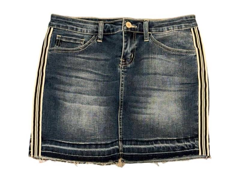 Jeans Rock Mit Schwarz & Weiss Gestreiftem Band von ChelseyPaigeDesigns