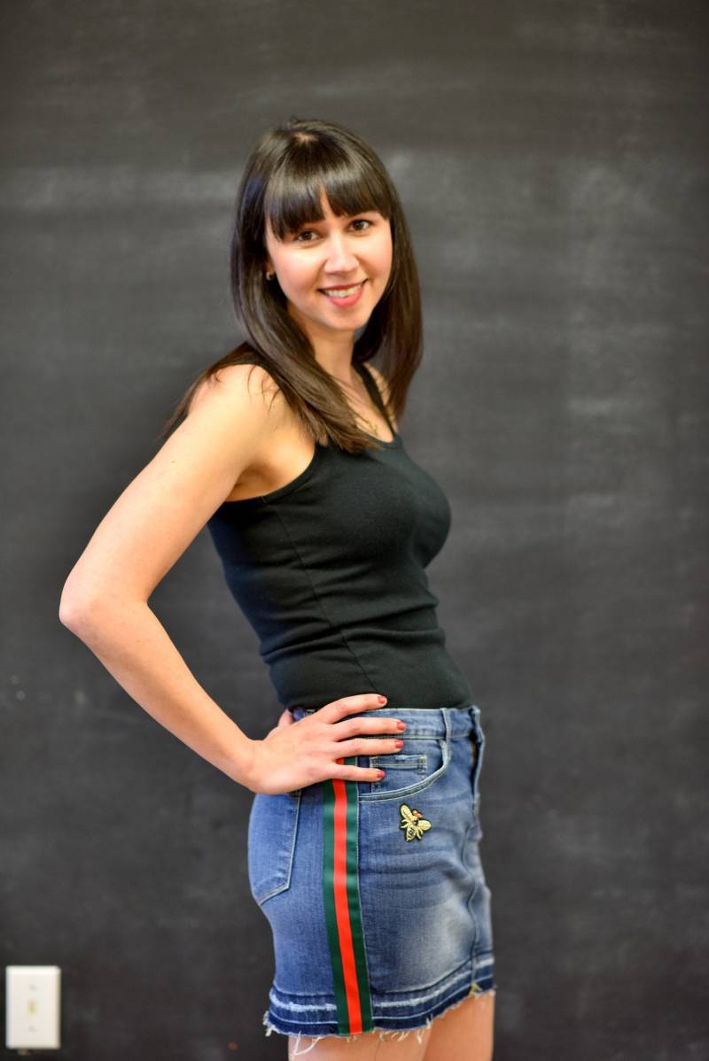 Jeansrock Mit Streifen Band & Bienen Applikation von ChelseyPaigeDesigns