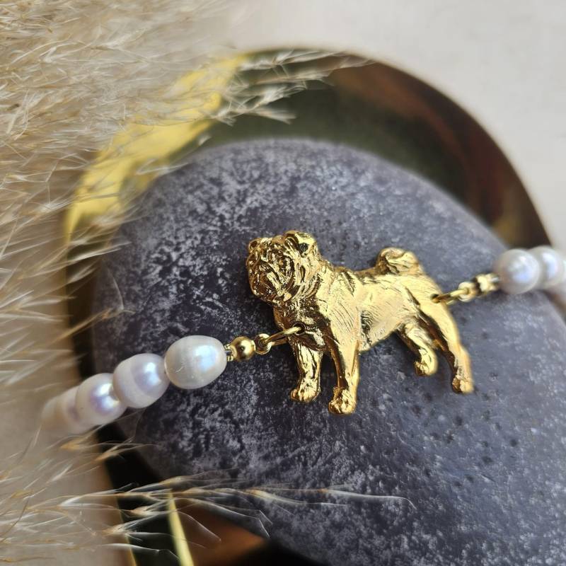 Einzigartiges Mops Armband - Vergoldet Mit Detailliertem Anhänger Schmuck Für Hundeliebhaber von ChemaSotoca