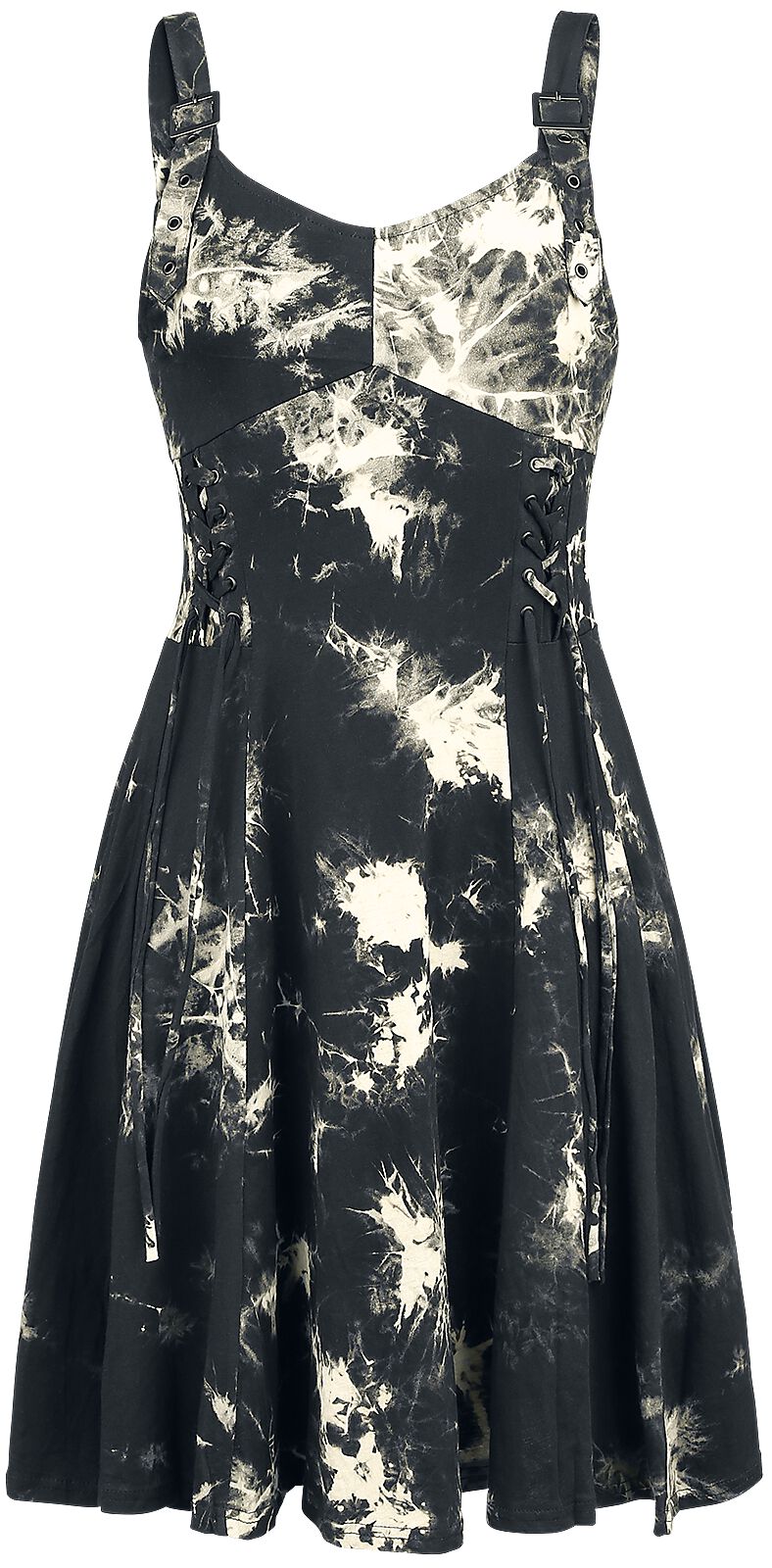 Chemical Black Kurzes Kleid - Malin Tie Dye Dress - S bis XL - für Damen - Größe L - schwarz/weiß von Chemical Black