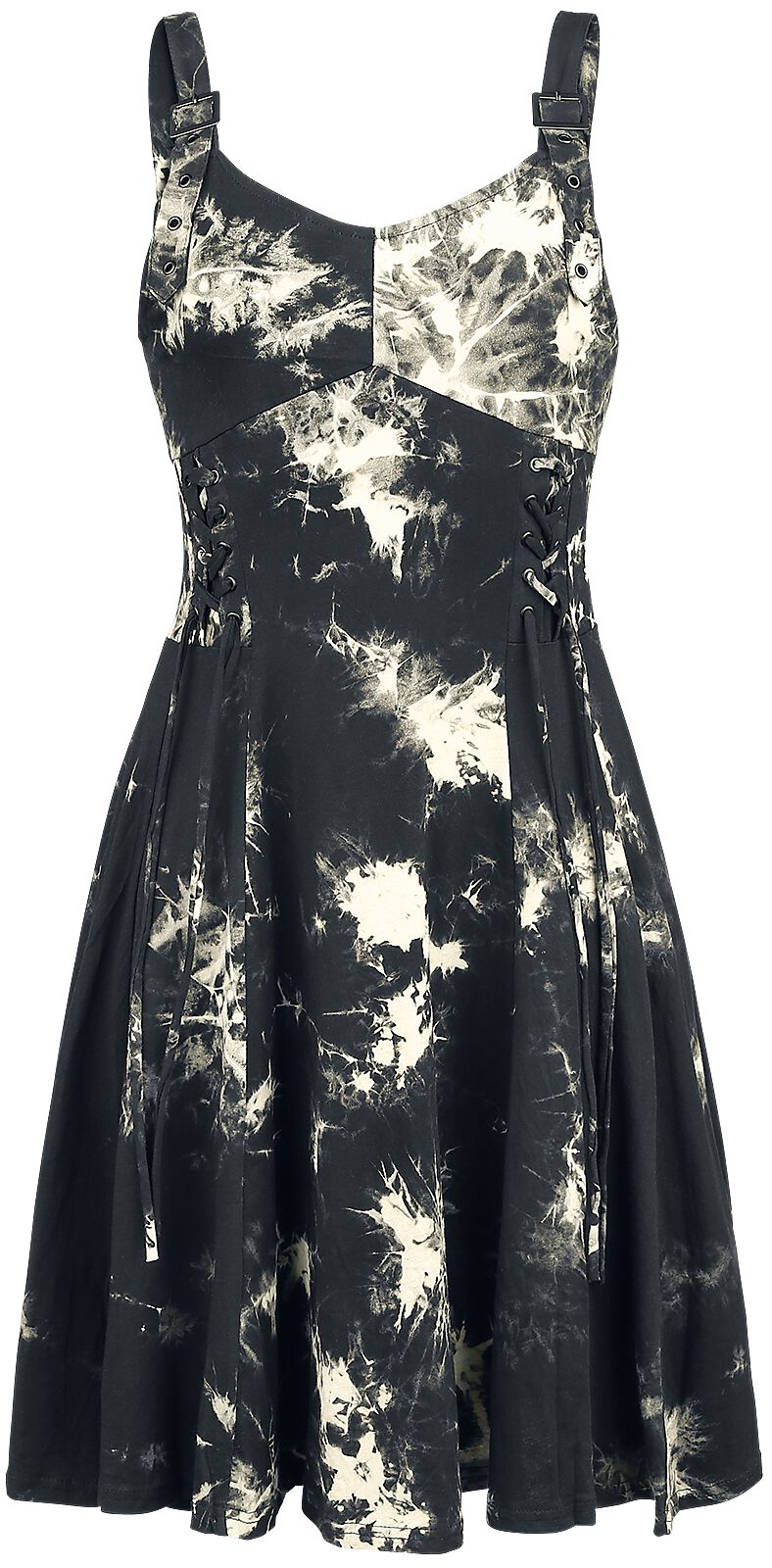 Chemical Black Kurzes Kleid - Malin Tie Dye Dress - S bis XL - für Damen - Größe XL - schwarz/weiß von Chemical Black