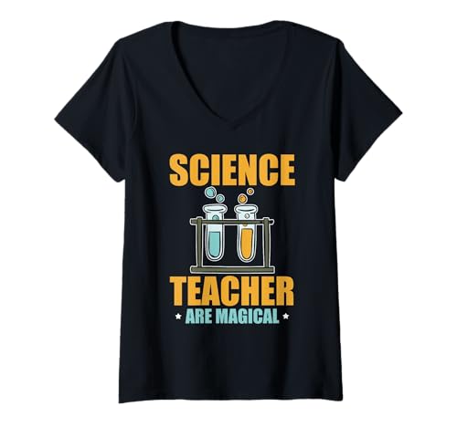 Damen Naturwissenschaftslehrer Sind Magisch Humor T-Shirt mit V-Ausschnitt Damen Naturwissenschaftslehrer Sind Magisch Humor T-Shirt mit V-Ausschnitt von Chemie Lehrer Schule Unterricht Nerds